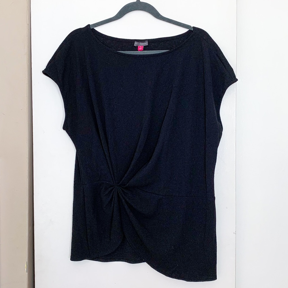Vince Camuto Black Short Sleeve Twist Blouse